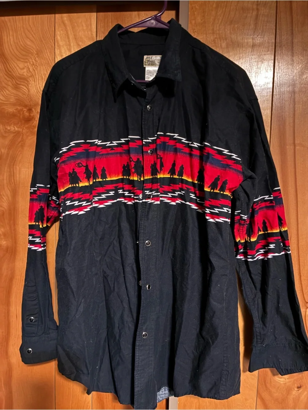 Express Rider Black Southwestern-Pattern Men's Long-Sleeve Shirt Jacket XL